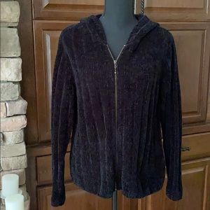 All Points Chenille Zip Up Sweater With Hood